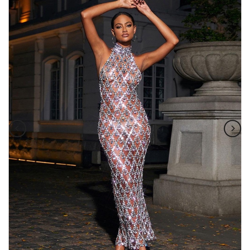 Mew mews Liora sequin crystal maxi dress